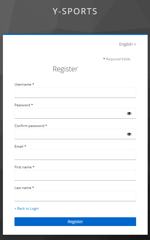 Y-sports registration form